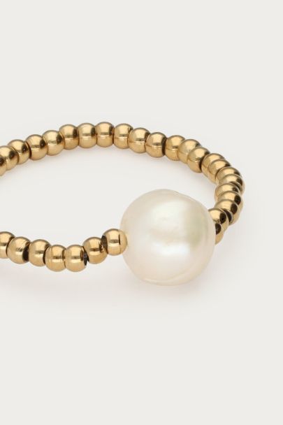 Stretch ring met natuurlijke parel