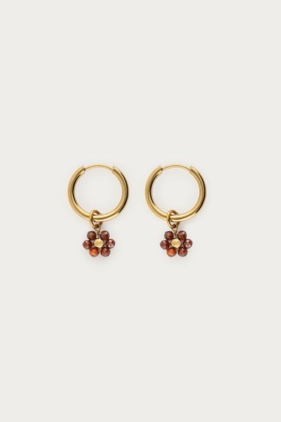 Boucles d'oreilles Sunrocks mini fleurs marron