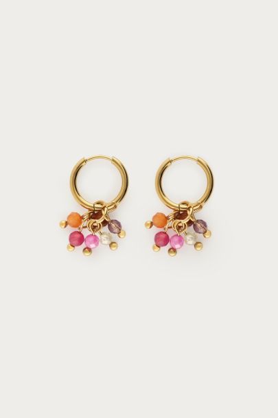 Boucles d&rsquo;oreilles Sunrocks avec mini perles fantaisie multicolores