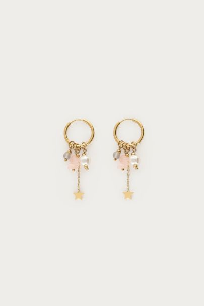 Sunrocks hoop earrings with stones & star