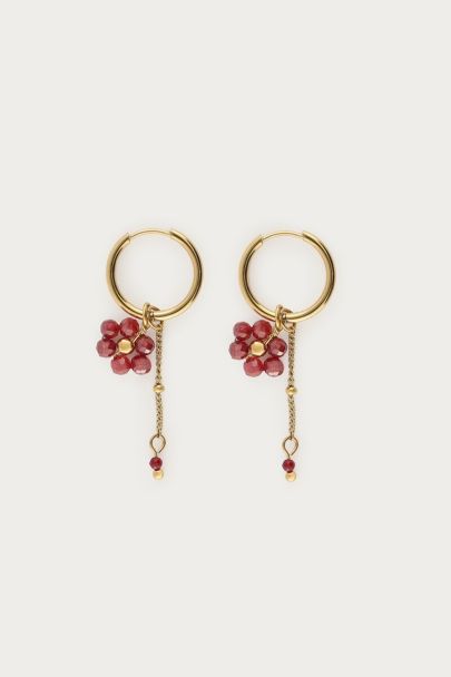 Boucles d&rsquo;oreilles Sunrocks avec cha&icirc;ne et fleurs roses
