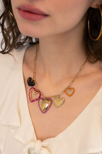 Sunrocks ketting met hartjes bedels