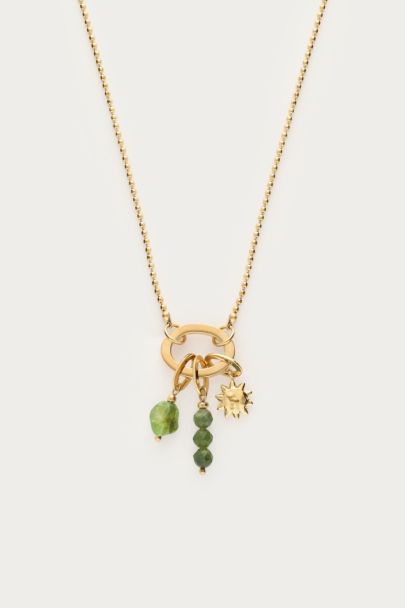 Collier Sunrocks soleil et perles fantaisie vertes