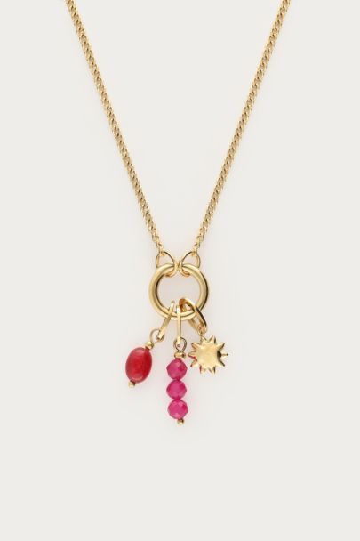 Collier Sunrocks soleil et perles fantaisie roses