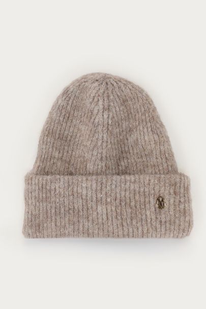 Taupe gebreide beanie