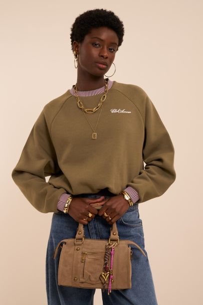 Taupe suede cargo bag