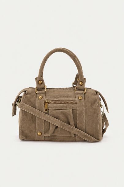 Taupe suede cargo bag