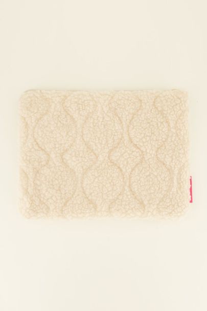 Beige teddy laptop hoes met patroon