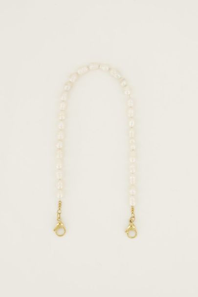 Telefoonkoord met zoetwaterparels kort 