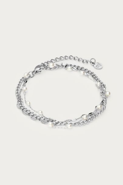 Driedubbele armband met imitatieparels 