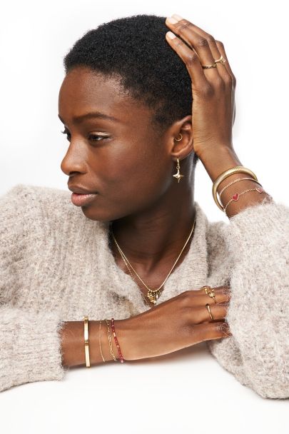 Driedubbele burgundy armband met slot