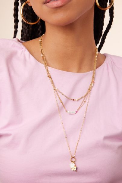 Collier triple avec perle d&rsquo;eau douce et perles fantaisie