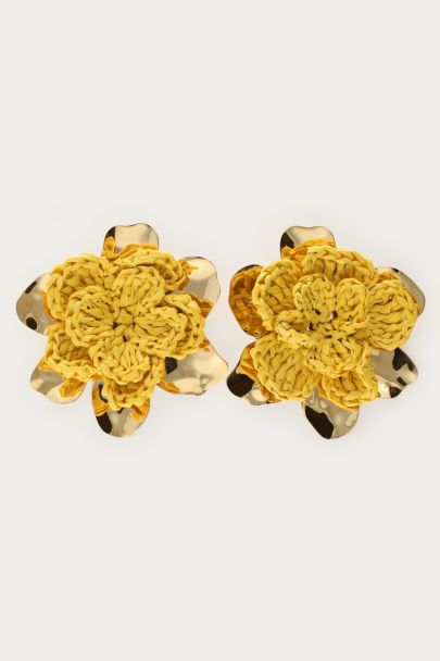 Boucles d'oreilles Tropical maxi fleur jaune 