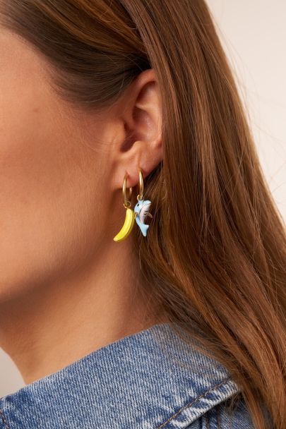 Boucles d'oreilles Tropical banane et dauphin 