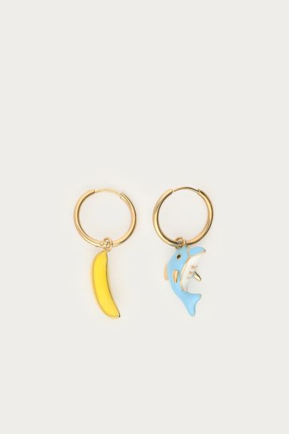 Boucles d'oreilles Tropical banane et dauphin 