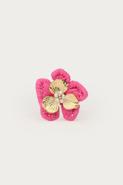 Tropical ring met roze bloem