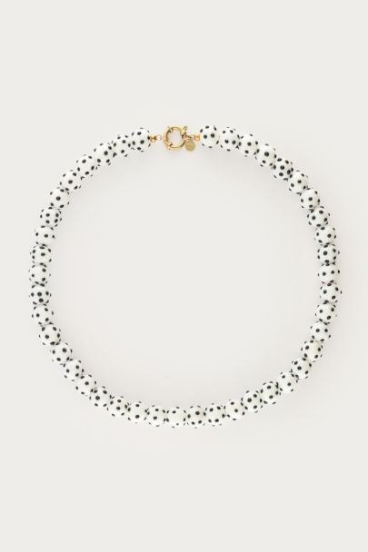 Tropical witte kralen ketting met polkadots