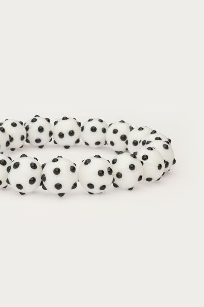 Tropical elastisches Armband mit wei&szlig;en Perlen und Polka Dots