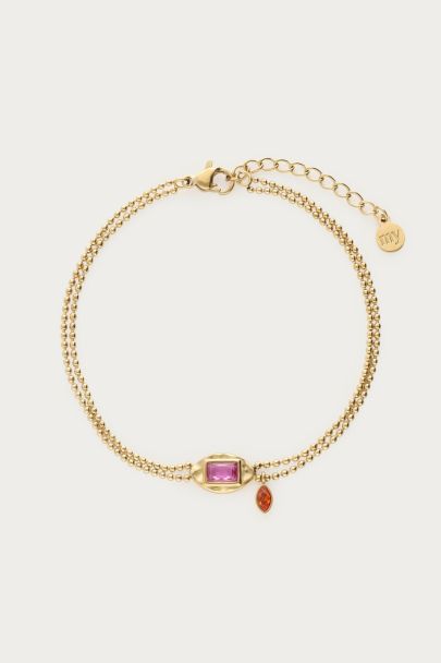 Bracelet double Vintage avec strass rose