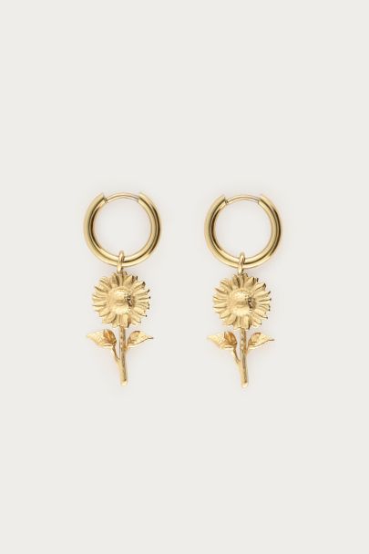 Vintage oorringen met zonnebloemen