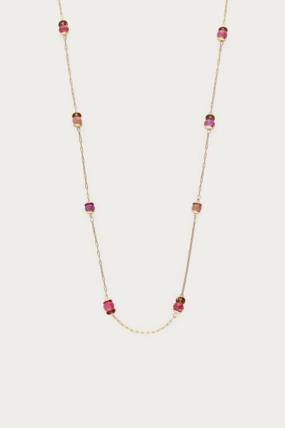 Vintage ketting met rood paarse kralen