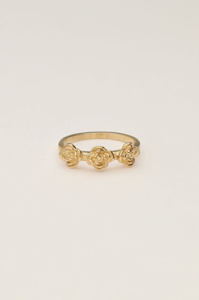 Vintage ring met 3 rozen