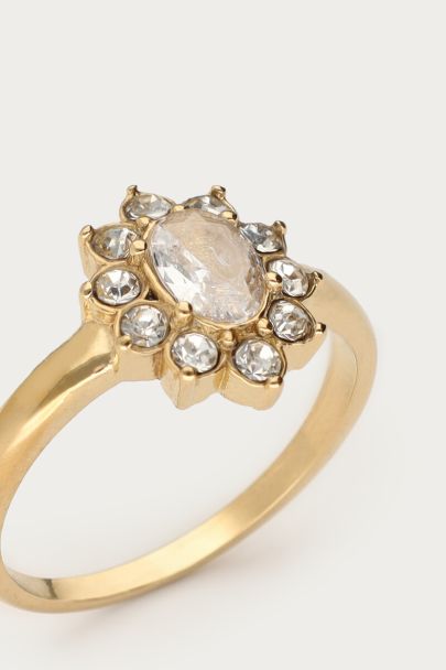 Vintage ring met transparante strass