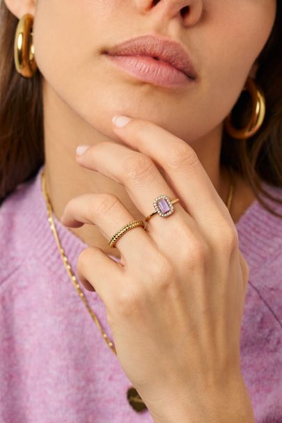 Bague vintage carrée lavande