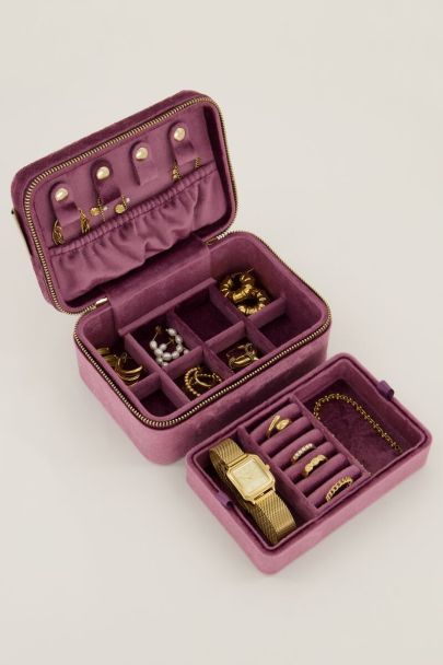 Vintage velvet paars sieraden doosje