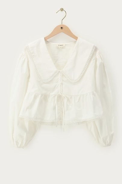 Witte blouse met peplum & strik