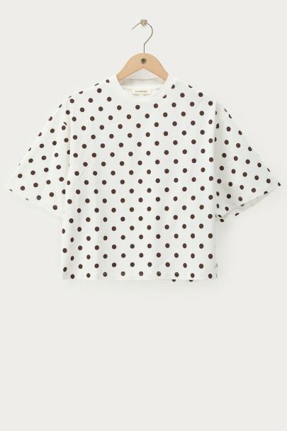 T-shirt boxy blanc à pois