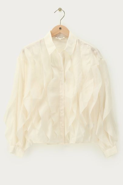 Weiße Chiffonbluse mit Rüschen