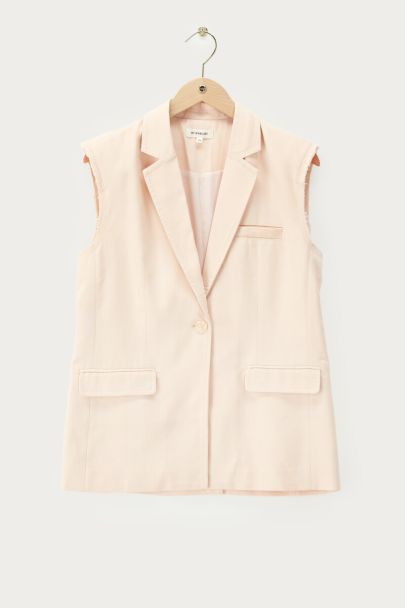 Veston sans manches blanc avec coutures