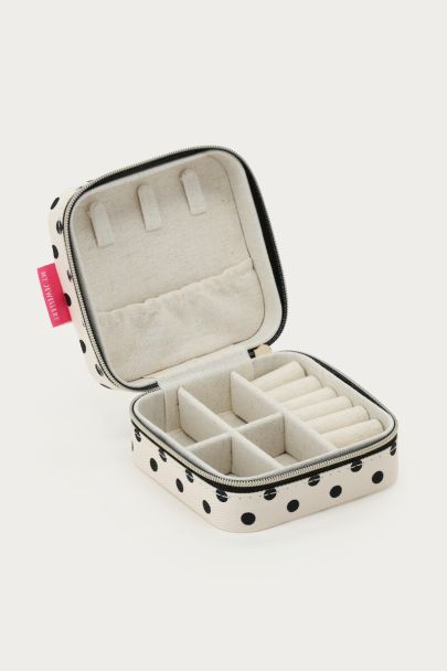 White jewellery organiser with polka dot
