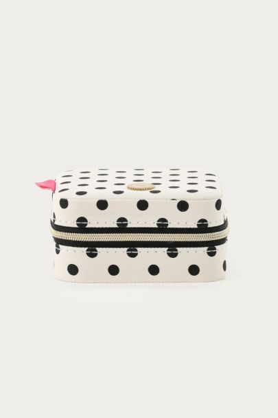 White jewellery organiser with polka dot