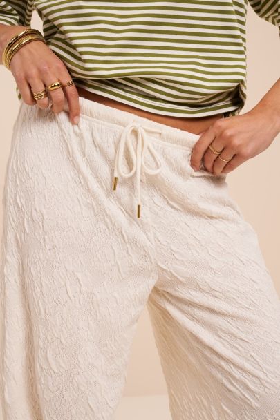 Pantalon en jacquard large blanc en maille