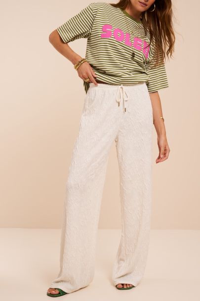 Pantalon en jacquard large blanc en maille