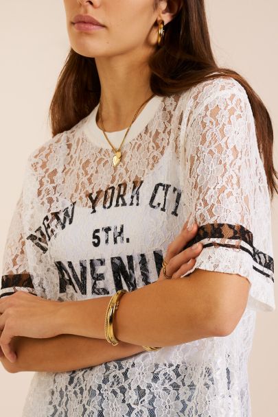 Weißes Spitzenoberteil "New York Avenue"