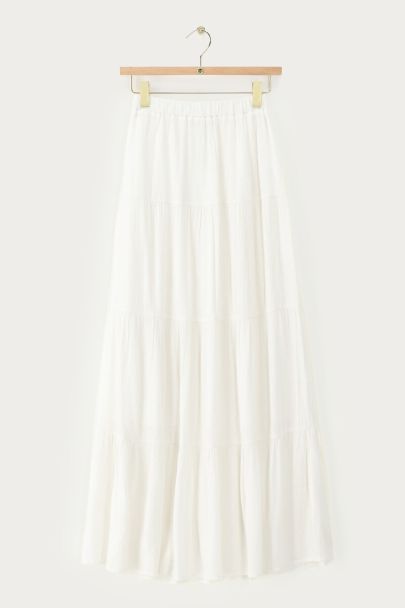 Weißer mehrlagiger Maxirock 
