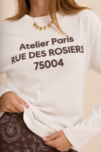 Longsleeve blanc avec imprim&eacute; 'Atelier Paris'