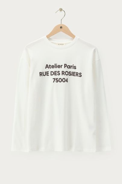 White long-sleeve with print 'Atelier Paris'