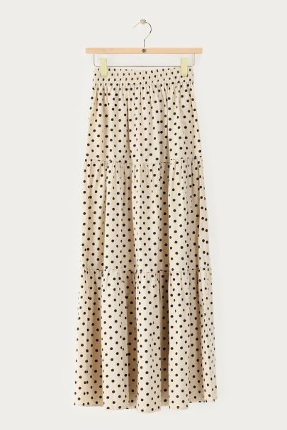 Witte maxi rok met polkadot