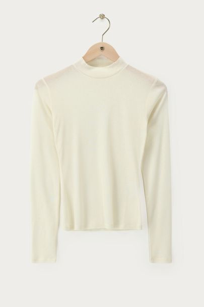 Witte mesh top met col