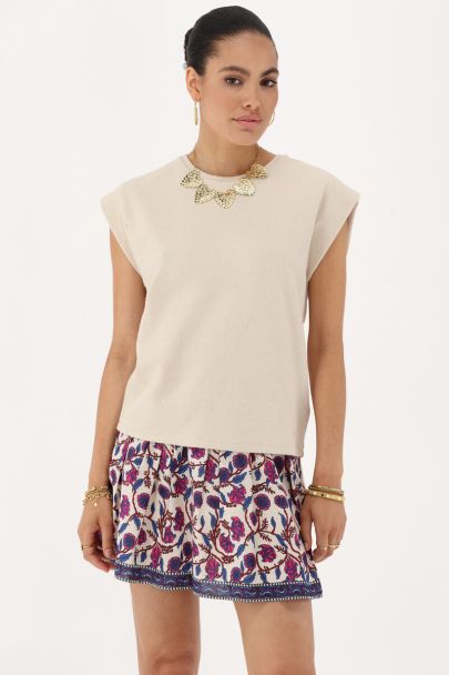 Witte korte rok met bloemenprint