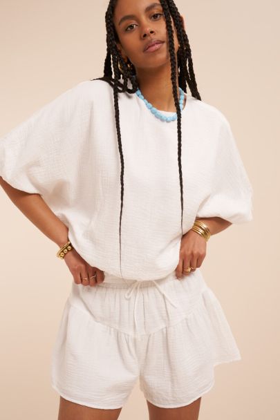 Top ballon blanc en mousseline 