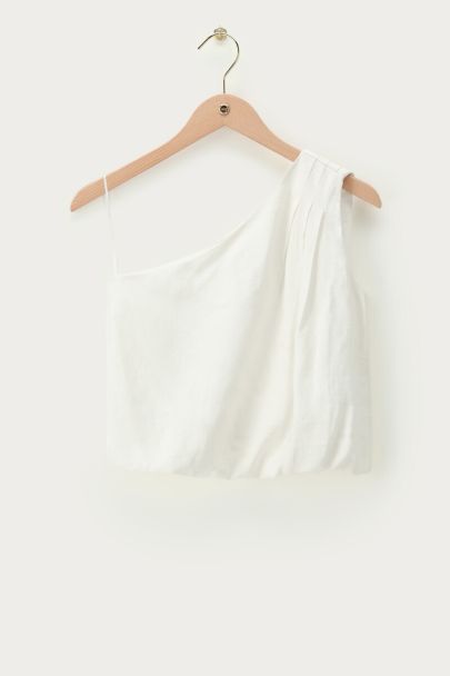 White one-shoulder top in balloon look