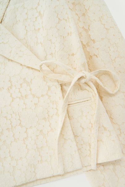 White oversized blazer with lace