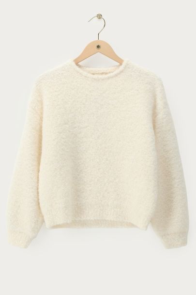 Sweat oversize blanc en bouclette