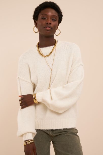 Pull oversize blanc en maille