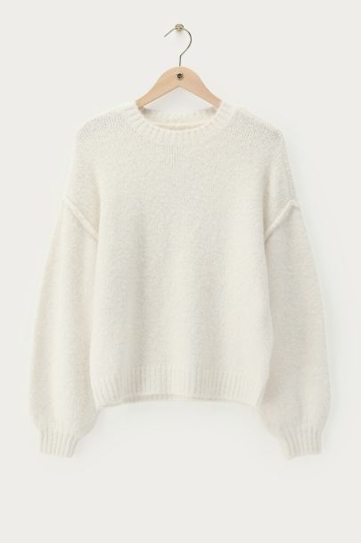 Pull oversize blanc en maille